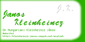 janos kleinheincz business card
